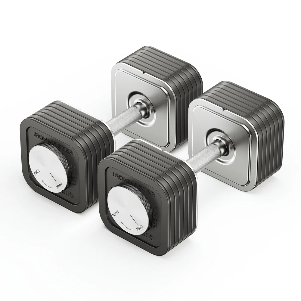 Ironmaster Quick-Lock Adjustable Dumbbell System 75 lb Set review: compact weights for deliberate changes between sets
