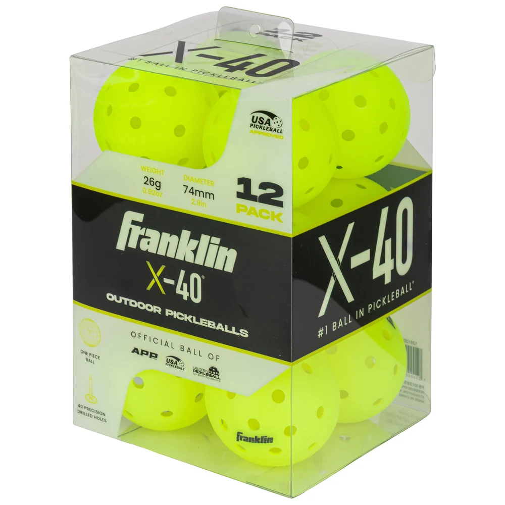 Franklin Sports X-40 Optic Yellow 12-Pack review: a practical supply of matching outdoor pickleballs
